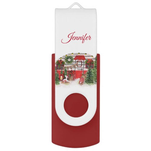  Christmas Trailer Camper Outdoorsy Theme Flash Drive