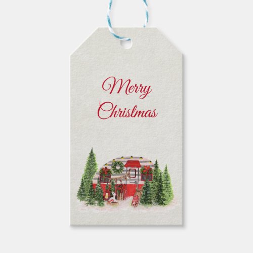 Christmas Trailer Camper Outdoorsy Theme Gift Tags