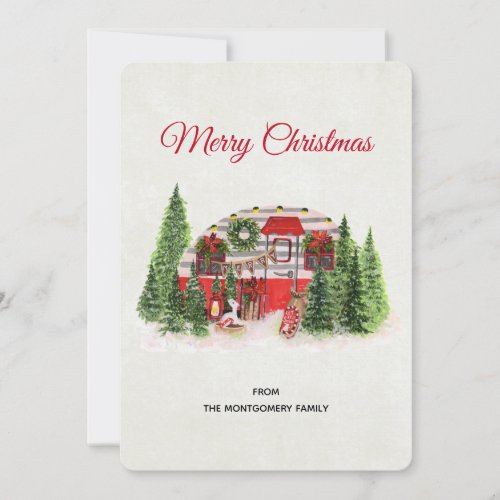 Christmas Trailer Camper Outdoorsy Theme Holiday Card