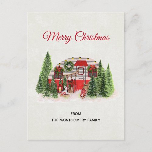 Christmas Trailer Camper Outdoorsy Theme Holiday Postcard