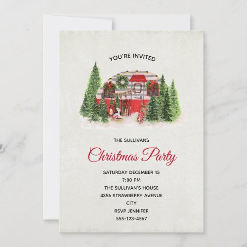 Christmas Trailer Camper Outdoorsy Theme Invitation