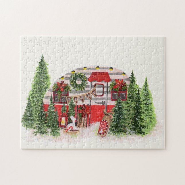 Christmas Trailer Camper Outdoorsy Theme Jigsaw Puzzle (Horizontal)