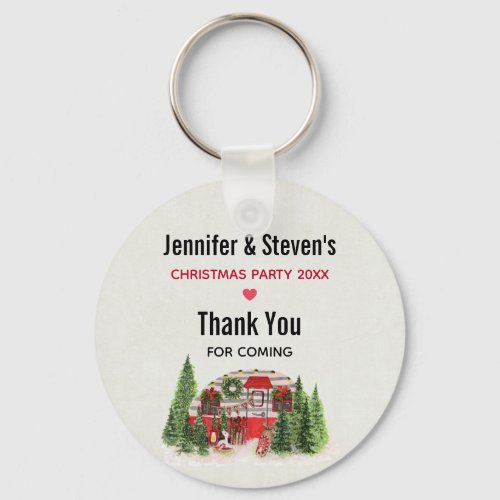 Christmas Trailer Camper Outdoorsy Theme Keychain