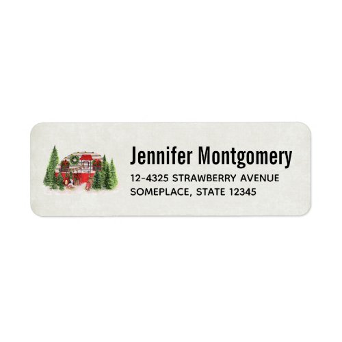 Christmas Trailer Camper Outdoorsy Theme Label