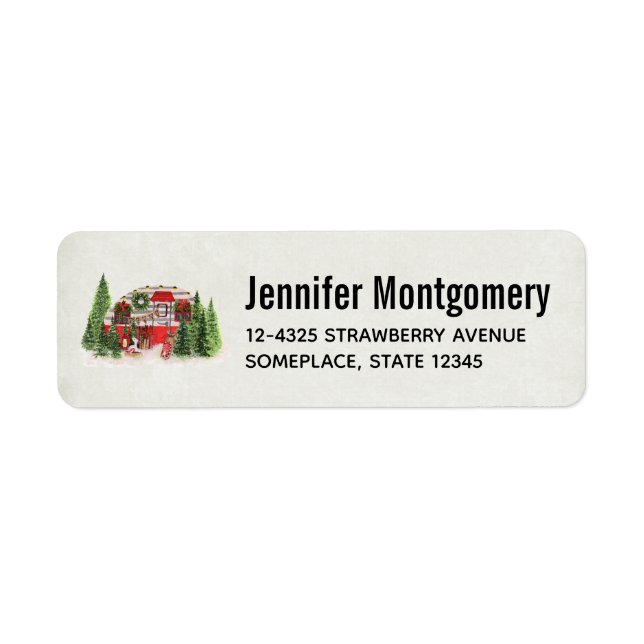 Christmas Trailer Camper Outdoorsy Theme Label (Front)