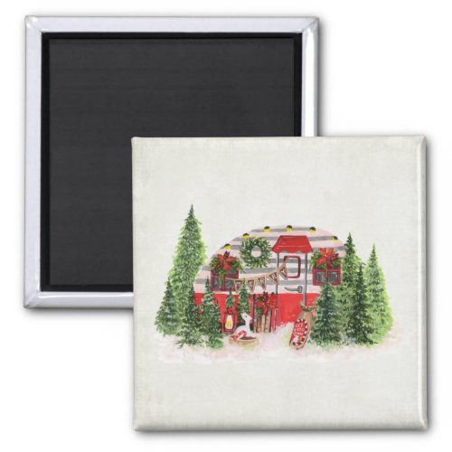 Christmas Trailer Camper Outdoorsy Theme Magnet