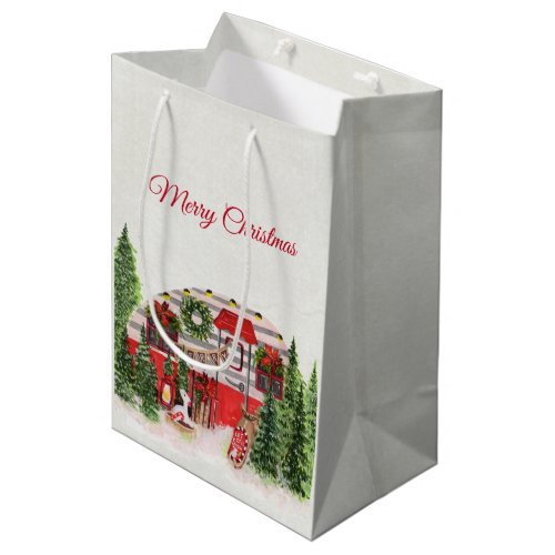 Christmas Trailer Camper Outdoorsy Theme Medium Gift Bag