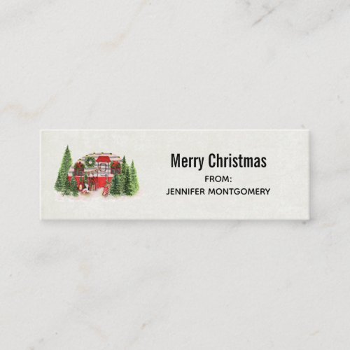 Christmas Trailer Camper Outdoorsy Theme Mini Business Card