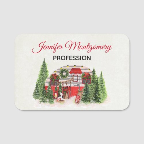 Christmas Trailer Camper Outdoorsy Theme Name Tag