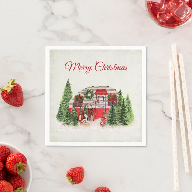  Christmas Trailer Camper Outdoorsy Theme Napkins (Insitu)