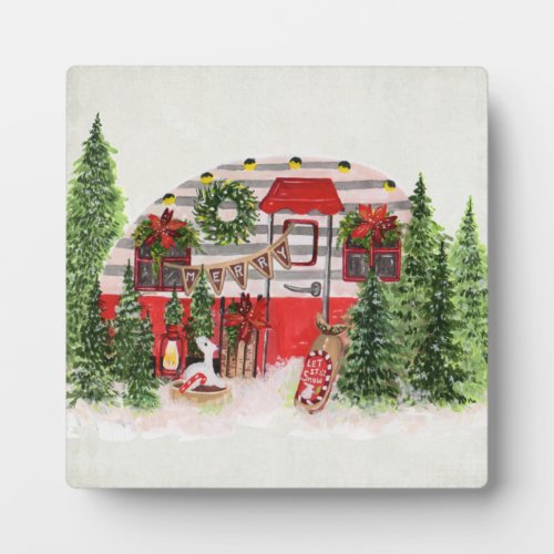 Christmas Trailer Camper Outdoorsy Theme Plaque