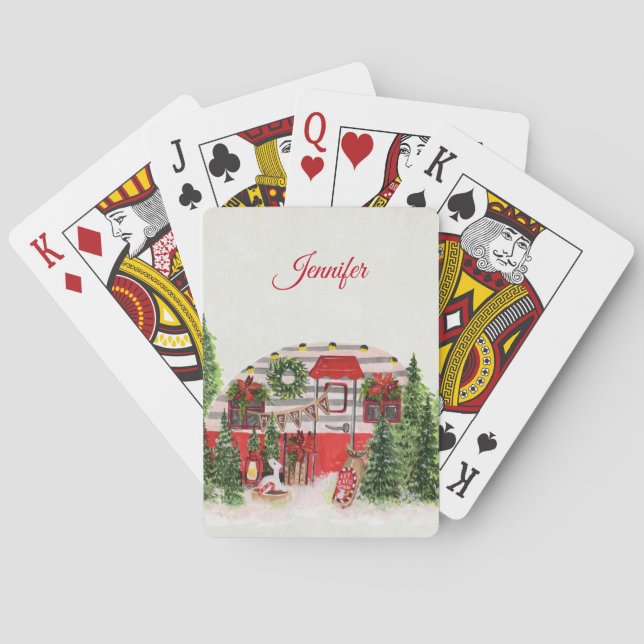 Christmas Trailer Camper Outdoorsy Theme Poker Cards (Back)