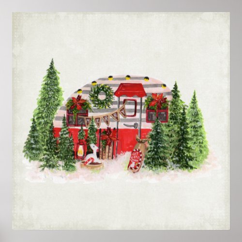 Christmas Trailer Camper Outdoorsy Theme Poster