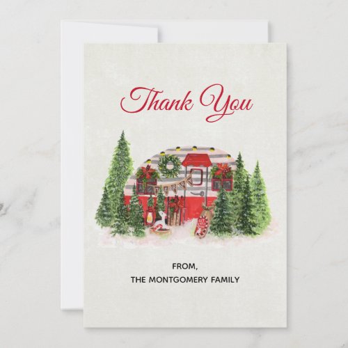 Christmas Trailer Camper Outdoorsy Theme Thank You Card