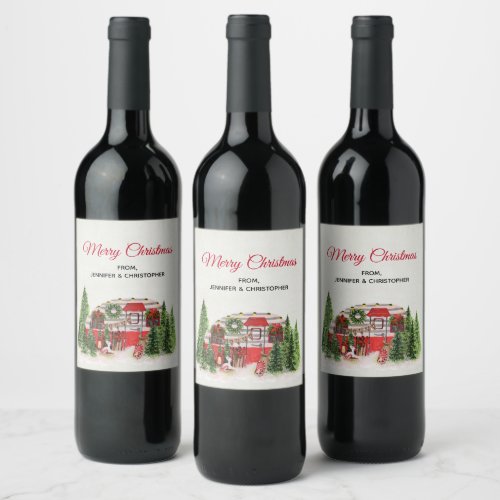  Christmas Trailer Camper Outdoorsy Theme Wine Label
