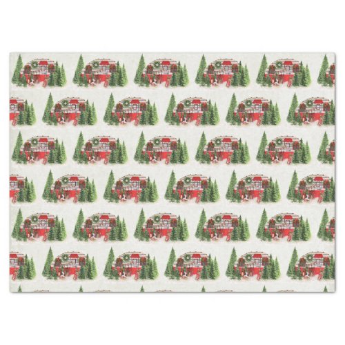 Christmas Trailer Camper Rustic Pattern Tissue Paper