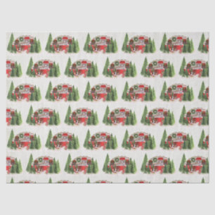 Christmas Trailer Camper Rustic Pattern Tissue Paper
