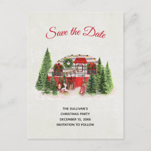 Christmas Trailer Camper Rustic Save the Date Invitation Postcard