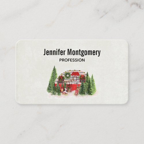 Christmas Trailer Camper Rustic Scene Business Card