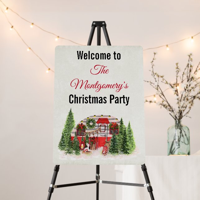 Christmas Trailer Camper Rustic Scene Foam Board (In Situ (Stand))