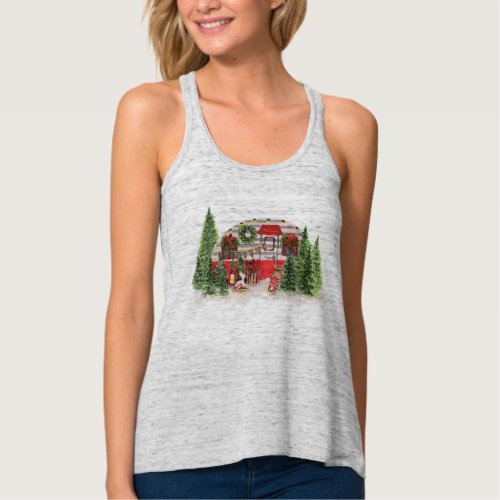 Christmas Trailer Camper Rustic Scene Tank Top