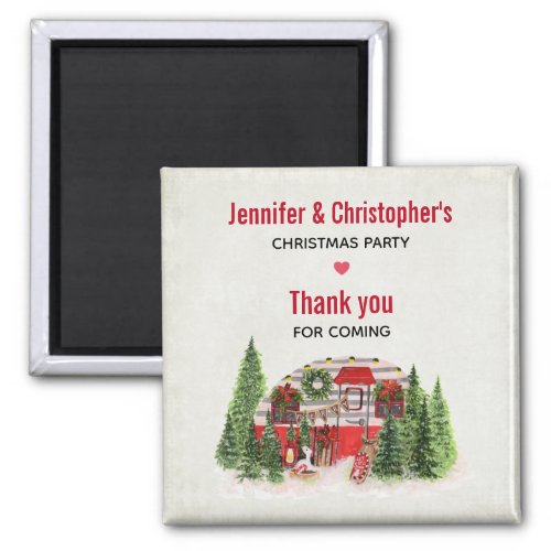  Christmas Trailer Camper Rustic Scene Thank You Magnet