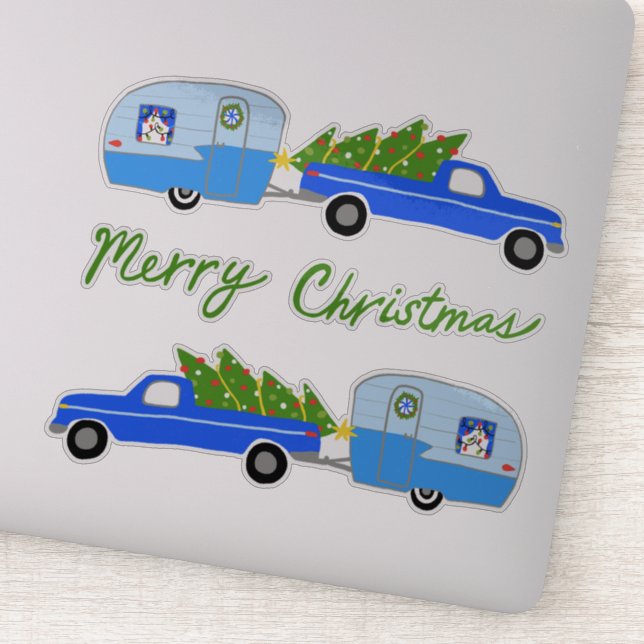 Christmas Trailer Camper RV Vintage Retro Holiday Sticker (Detail)