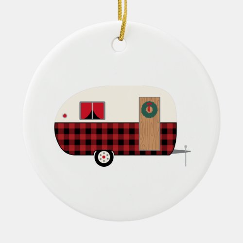 Christmas Trailer Ceramic Ornament