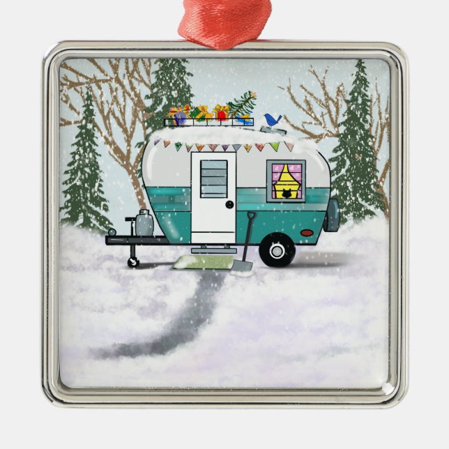  Christmas Trailer Metal Ornament (Front)