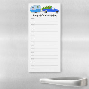 Christmas Trailer RV Camper CUSTOM Checklist Magnetic Notepad