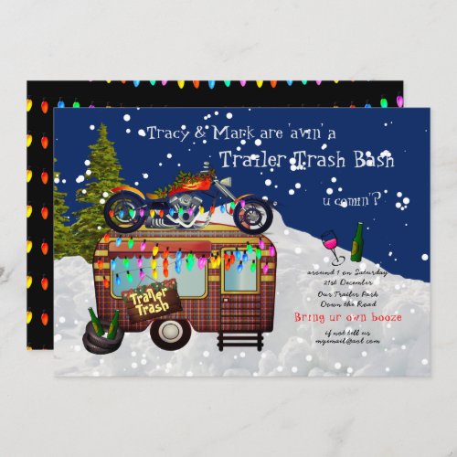 Christmas TRAILER WHITE TRASH BASH Fun Party 2 Invitation