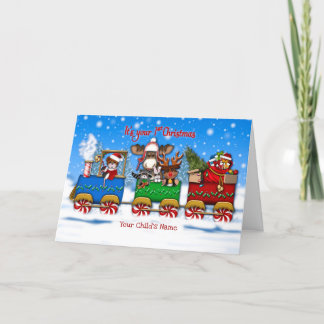 Christmas Train 1st Christmas Customize w/Any Name Holiday Card