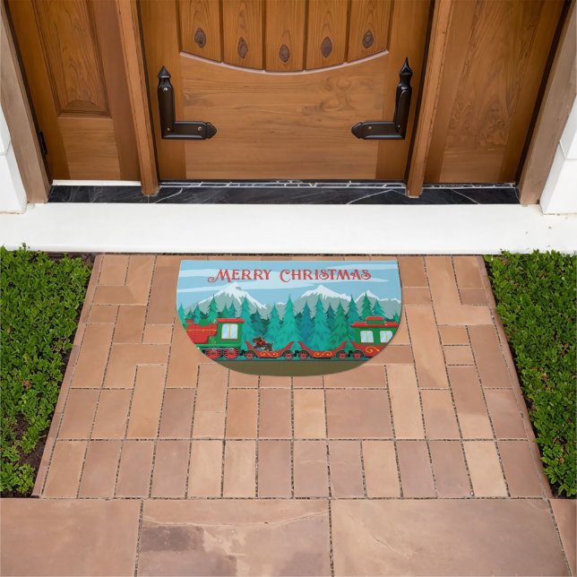 Christmas Train and Little Dog Doormat (Outdoor)