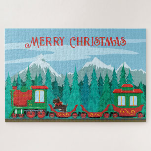 Christmas Train and Little Dog Jigsaw Puzzle