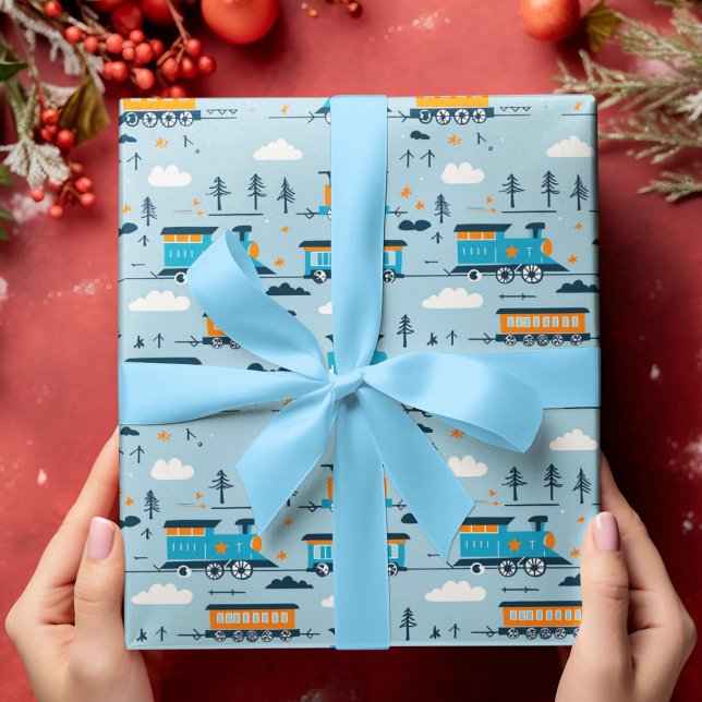 Christmas Train and Trees  Wrapping Paper Sheets (Creator Uploaded)