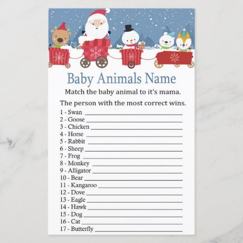 Christmas Train Baby Animals Name Game baby shower