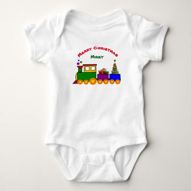 Christmas Train Baby Romber Bodysuit (Front)