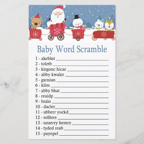 Christmas train Baby word scramble game