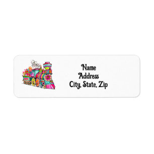 Christmas Train Boho Cute Pink Holiday Address Label