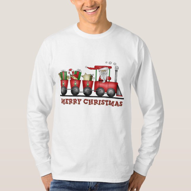 Christmas Train cartoon Holiday t-shirt (Front)