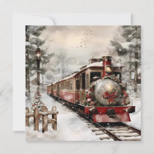 Christmas Train Flat Holiday Card