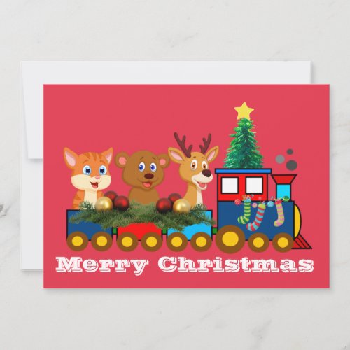 Christmas Train Flat Holiday Card