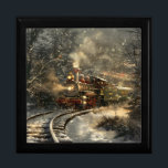 Christmas Train Gift Box<br><div class="desc">A Christmas train traveling through the snow</div>