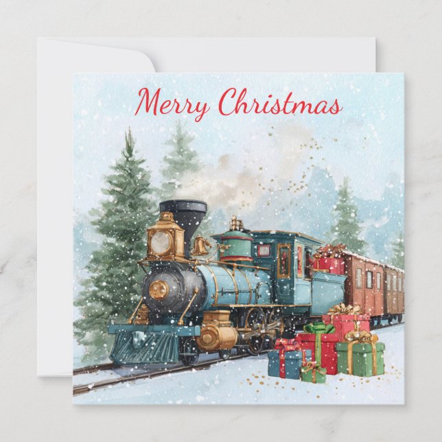 Christmas train holiday card (Front)