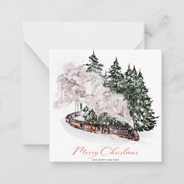 Christmas Train Holiday Photo Note Card (Front)