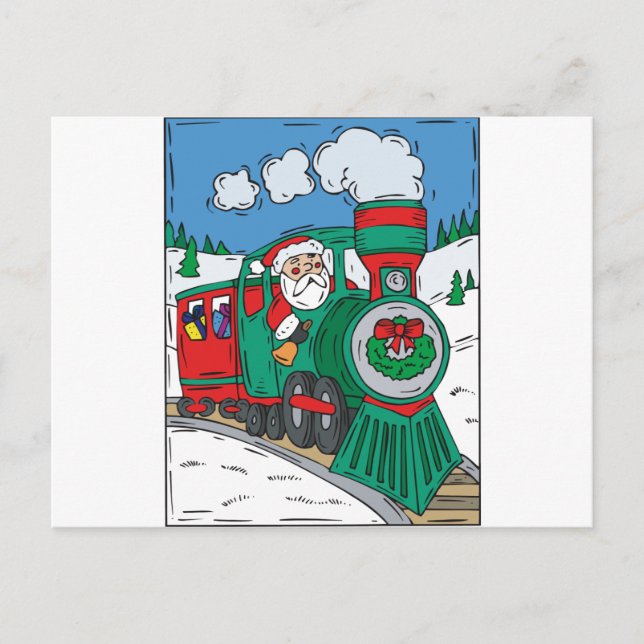 Christmas Train Holiday Postcard (Front)