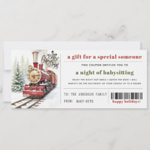 Christmas Train in Snow Christmas Gift Coupon  Holiday Card