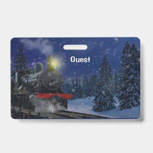 Christmas Train in the snow Badge