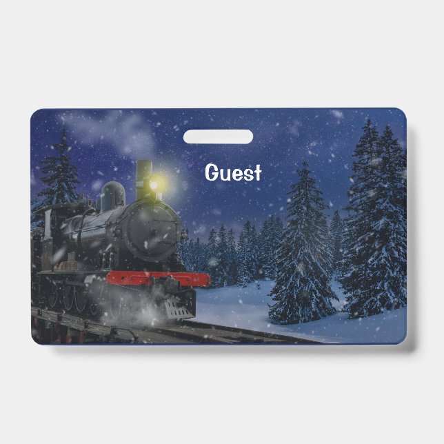 Christmas Train in the snow  Badge (Front)