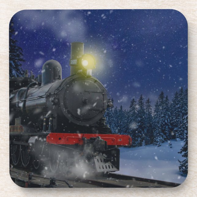 Christmas Train in the snow       Beverage Coaster (Front)